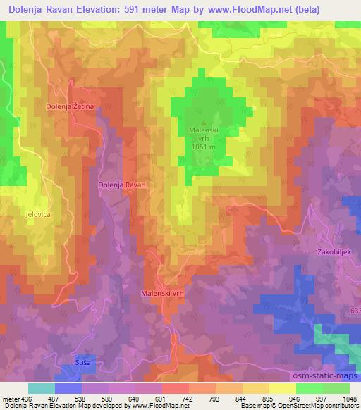 Dolenja Ravan,Slovenia Elevation Map