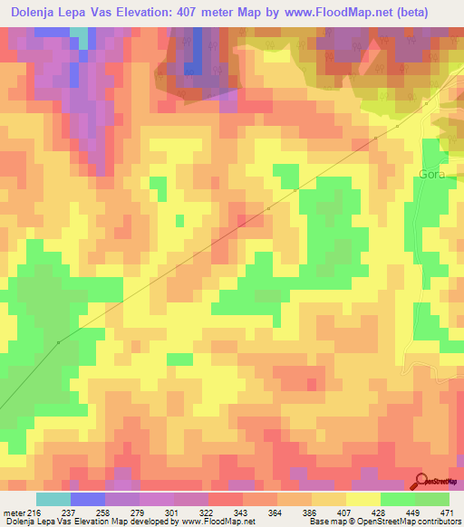 Dolenja Lepa Vas,Slovenia Elevation Map