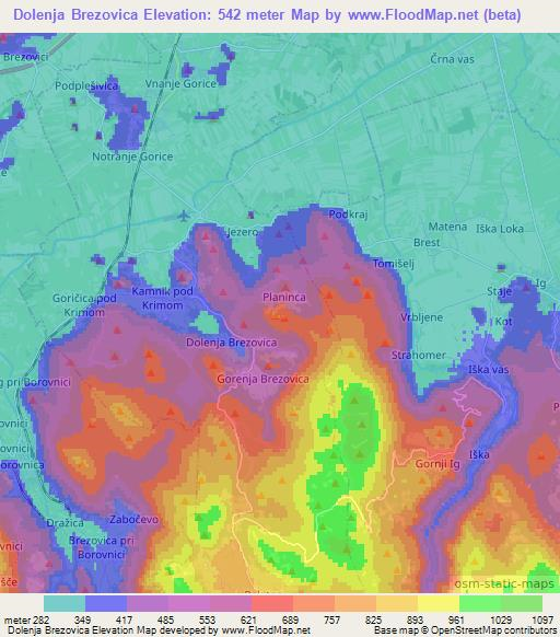 Dolenja Brezovica,Slovenia Elevation Map