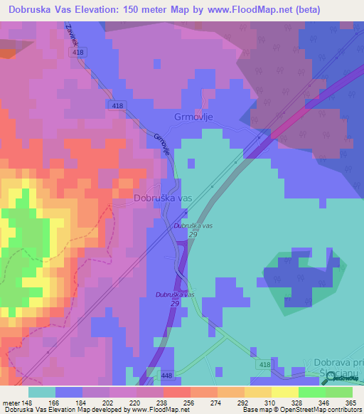 Dobruska Vas,Slovenia Elevation Map