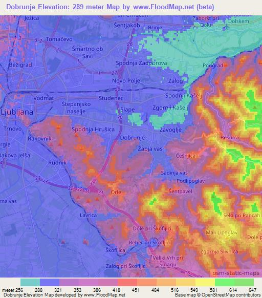 Dobrunje,Slovenia Elevation Map