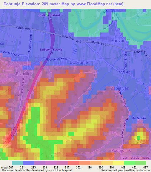 Dobrunje,Slovenia Elevation Map