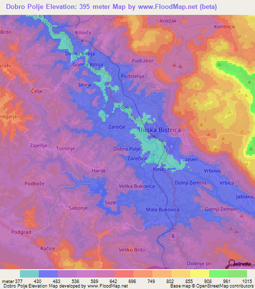 Dobro Polje,Slovenia Elevation Map