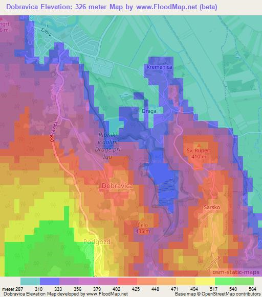 Dobravica,Slovenia Elevation Map