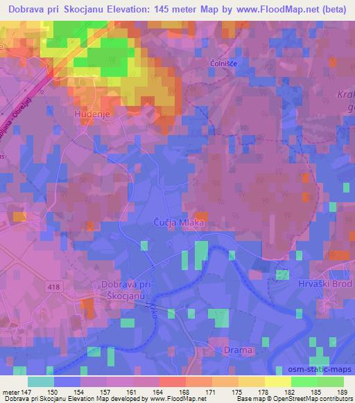 Dobrava pri Skocjanu,Slovenia Elevation Map