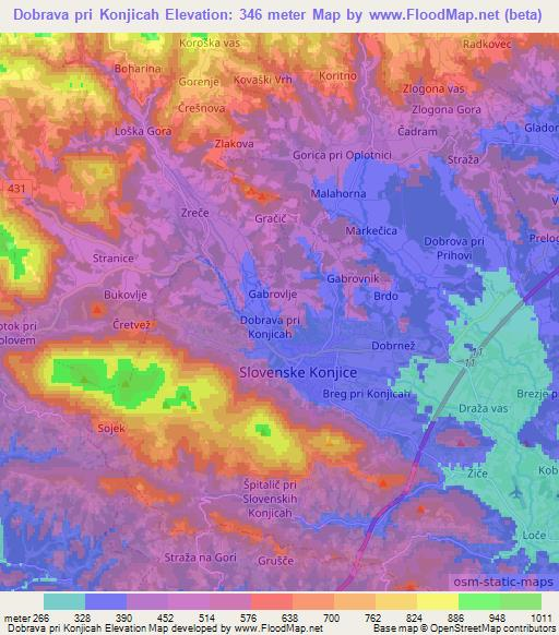 Dobrava pri Konjicah,Slovenia Elevation Map