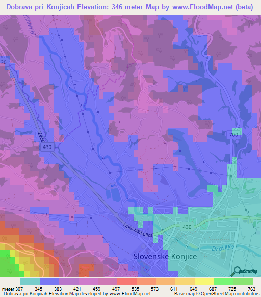 Dobrava pri Konjicah,Slovenia Elevation Map