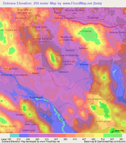 Dobrava,Slovenia Elevation Map