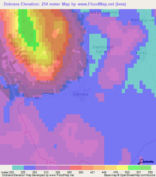 Dobrava,Slovenia Elevation Map