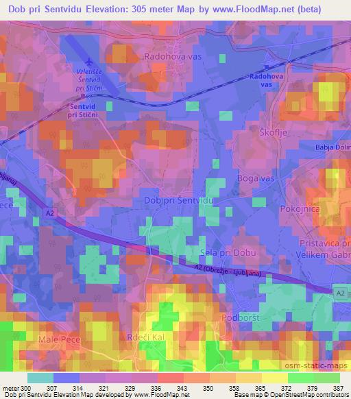 Dob pri Sentvidu,Slovenia Elevation Map