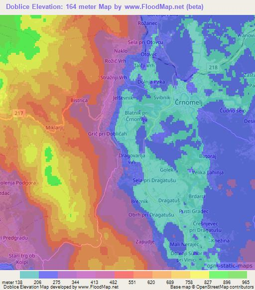 Doblice,Slovenia Elevation Map