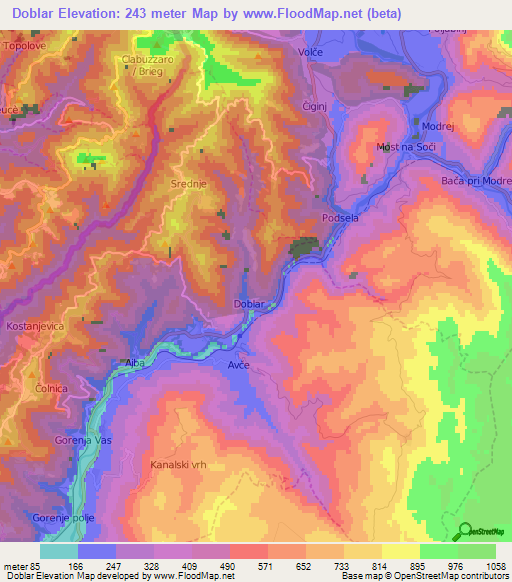 Doblar,Slovenia Elevation Map