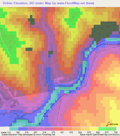 Doblar,Slovenia Elevation Map