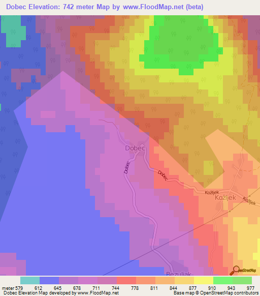 Dobec,Slovenia Elevation Map