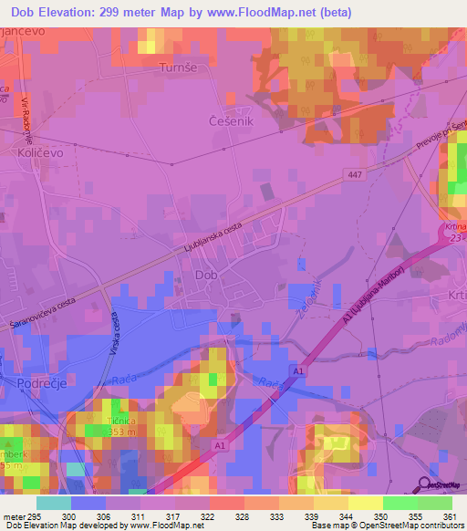 Dob,Slovenia Elevation Map