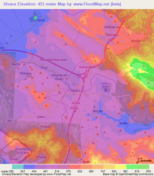 Divaca,Slovenia Elevation Map