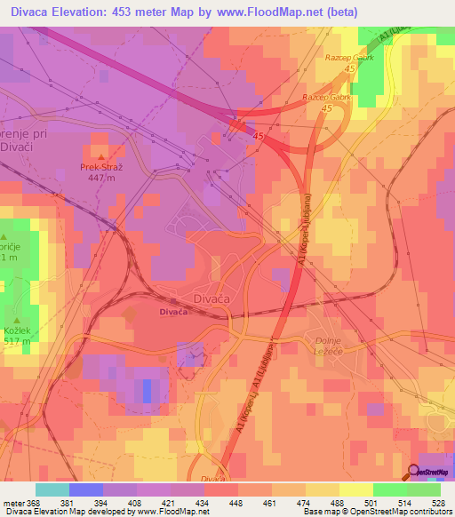 Divaca,Slovenia Elevation Map