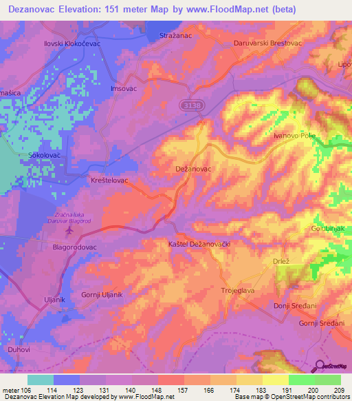 Dezanovac,Croatia Elevation Map