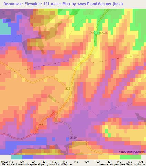 Dezanovac,Croatia Elevation Map