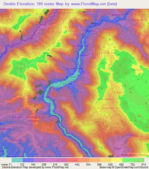 Deskle,Slovenia Elevation Map