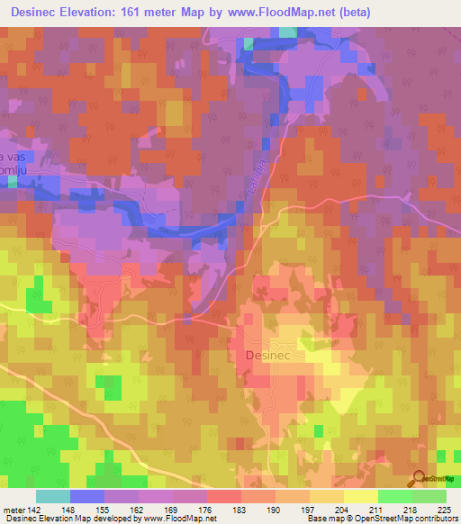 Desinec,Slovenia Elevation Map