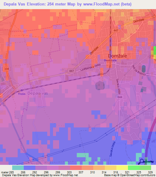 Depala Vas,Slovenia Elevation Map
