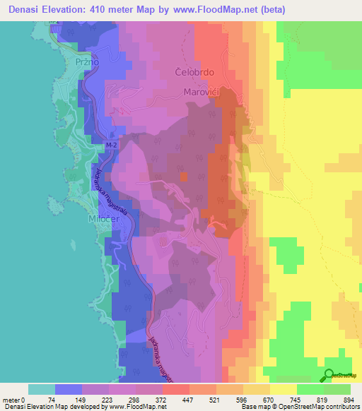 Denasi,Montenegro Elevation Map