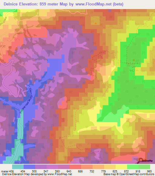 Delnice,Slovenia Elevation Map