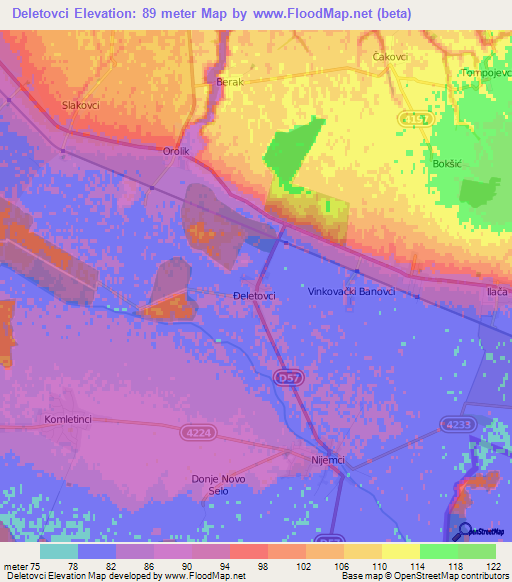 Deletovci,Croatia Elevation Map