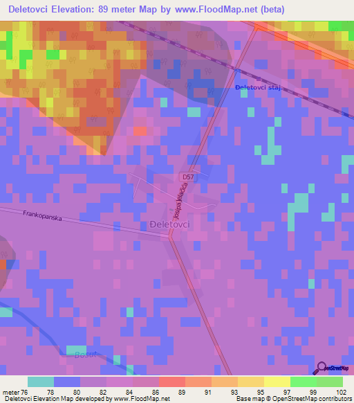 Deletovci,Croatia Elevation Map