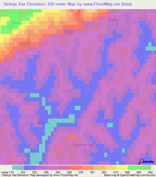 Dednja Vas,Slovenia Elevation Map