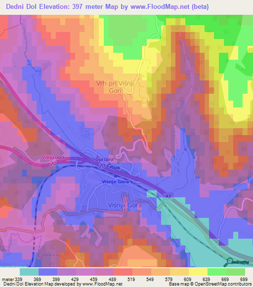 Dedni Dol,Slovenia Elevation Map