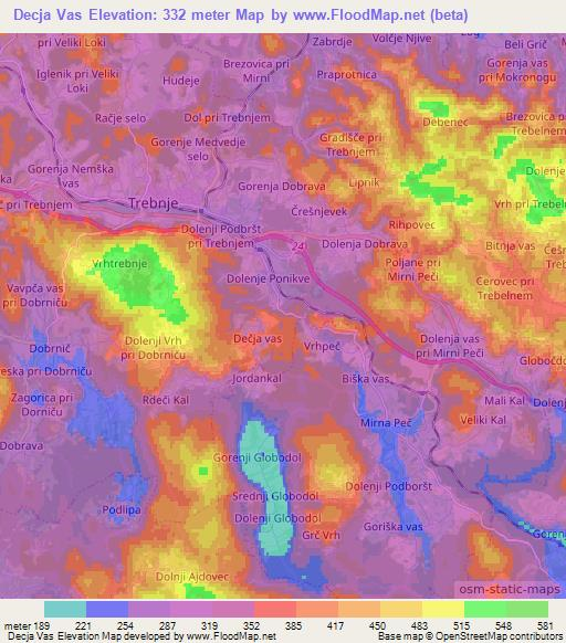 Decja Vas,Slovenia Elevation Map