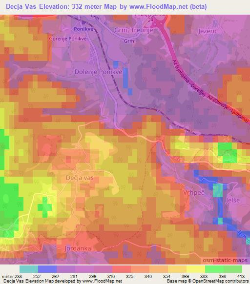 Decja Vas,Slovenia Elevation Map