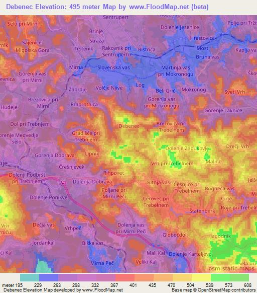 Debenec,Slovenia Elevation Map