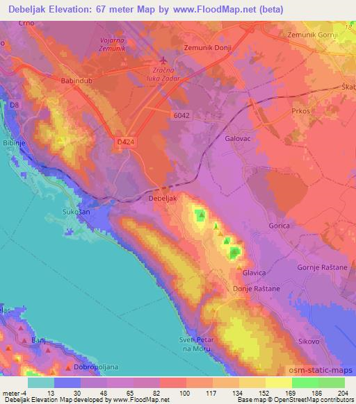 Debeljak,Croatia Elevation Map