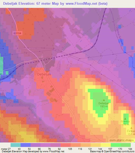 Debeljak,Croatia Elevation Map