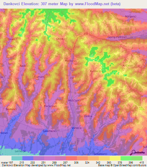 Dankovci,Slovenia Elevation Map