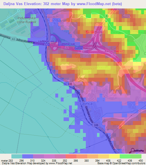 Daljna Vas,Slovenia Elevation Map