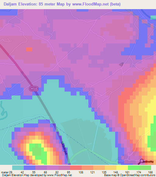 Daljam,Montenegro Elevation Map