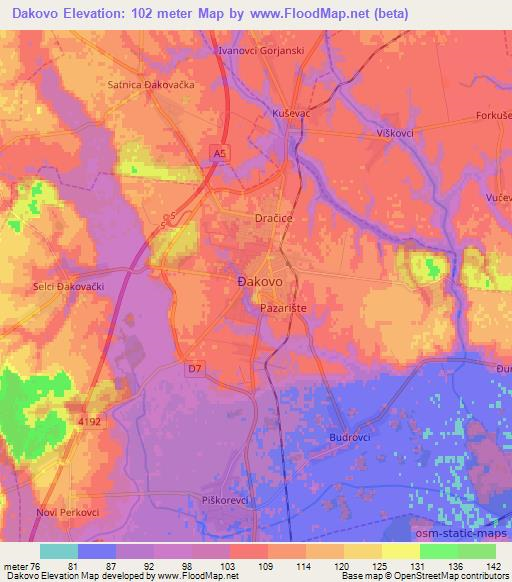 Dakovo,Croatia Elevation Map