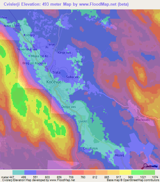 Cvislerji,Slovenia Elevation Map