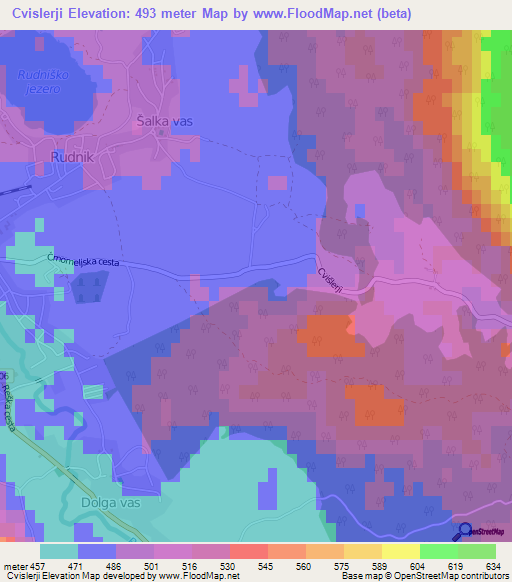 Cvislerji,Slovenia Elevation Map