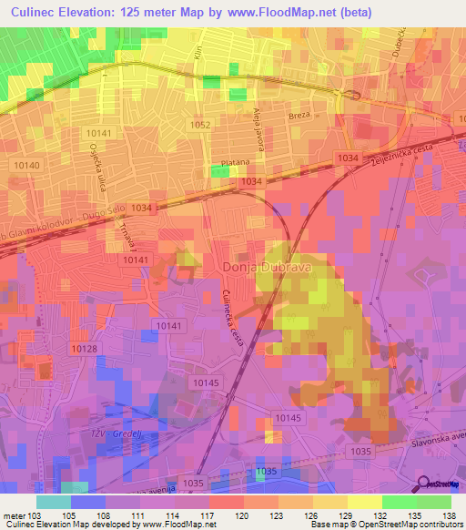 Culinec,Croatia Elevation Map