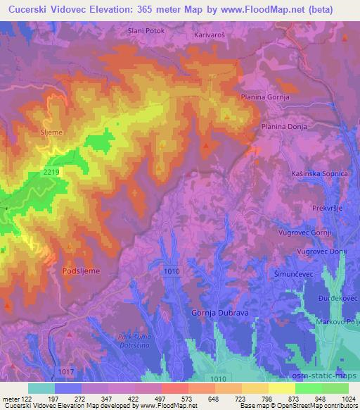 Cucerski Vidovec,Croatia Elevation Map