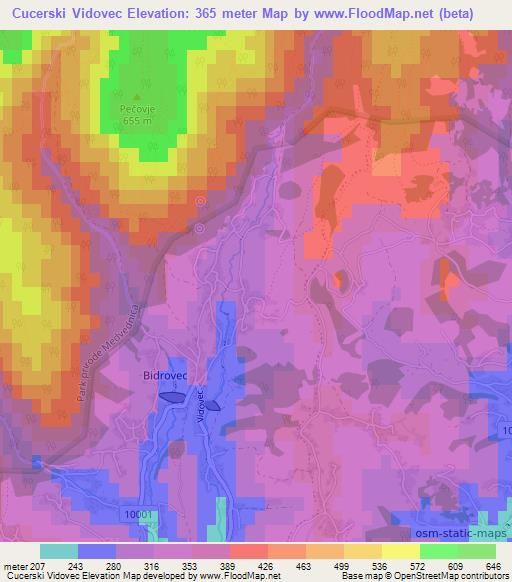 Cucerski Vidovec,Croatia Elevation Map