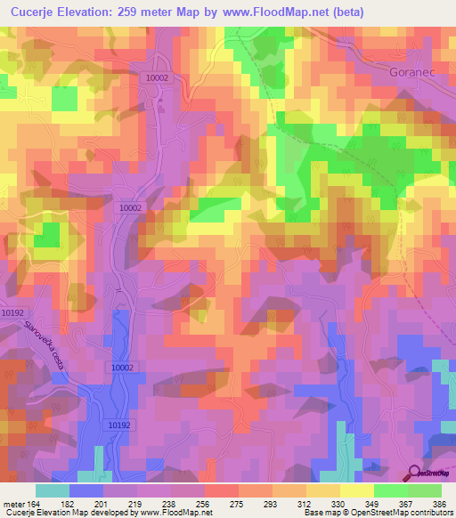 Cucerje,Croatia Elevation Map