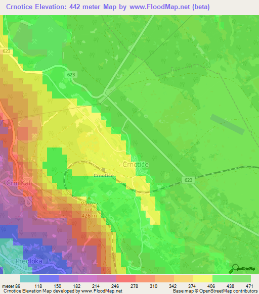 Crnotice,Slovenia Elevation Map