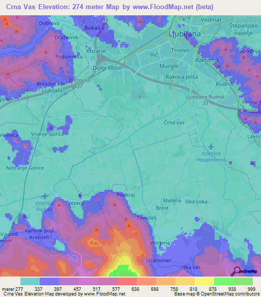 Crna Vas,Slovenia Elevation Map