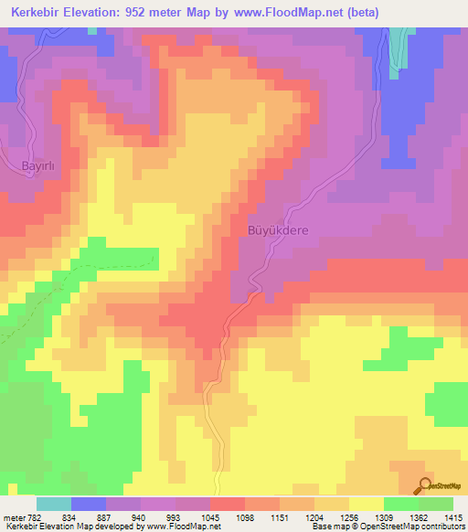 Kerkebir,Turkey Elevation Map